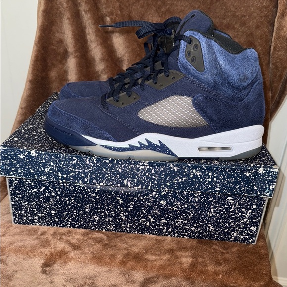 Jordan Other - Jordan Navy Blue and White Suede High-Top Sneakers